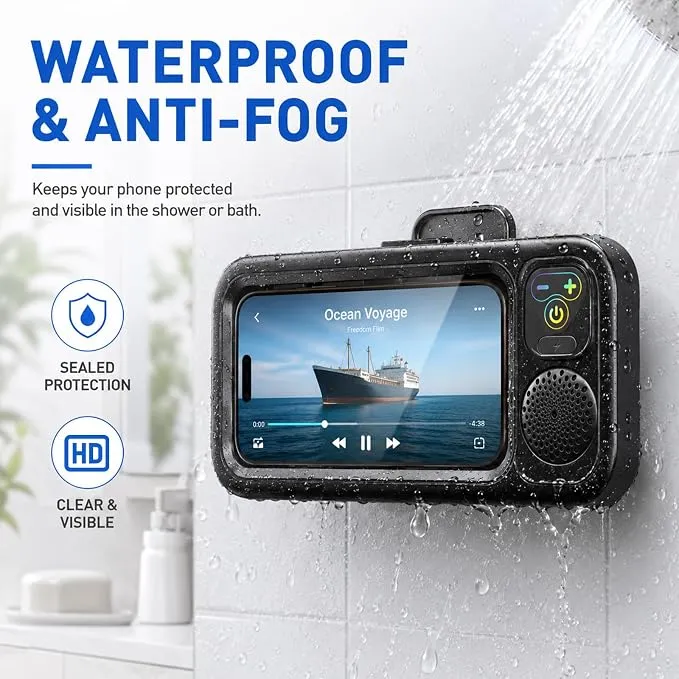 Shower Phone Holder with Bluetooth Speaker