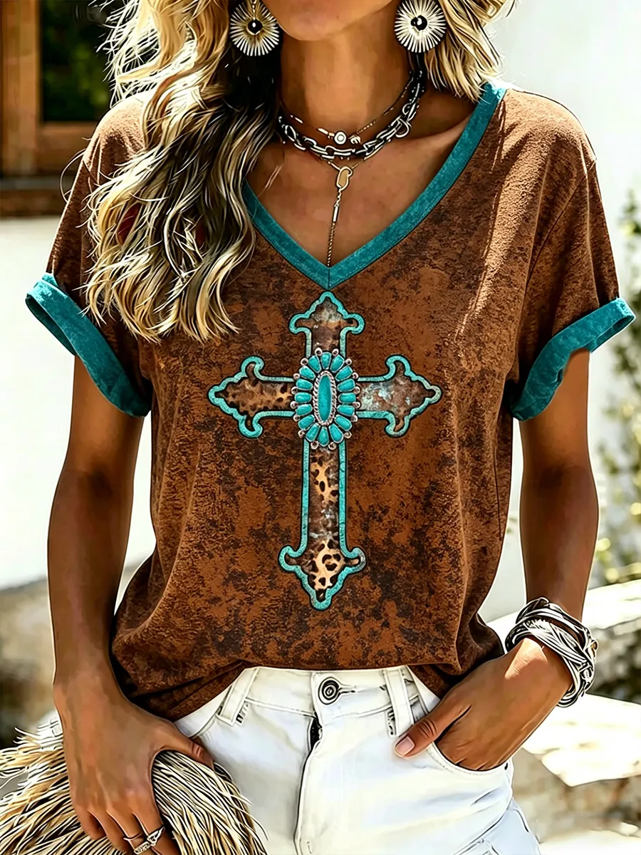 Women's Retro Western Cross T-shirt