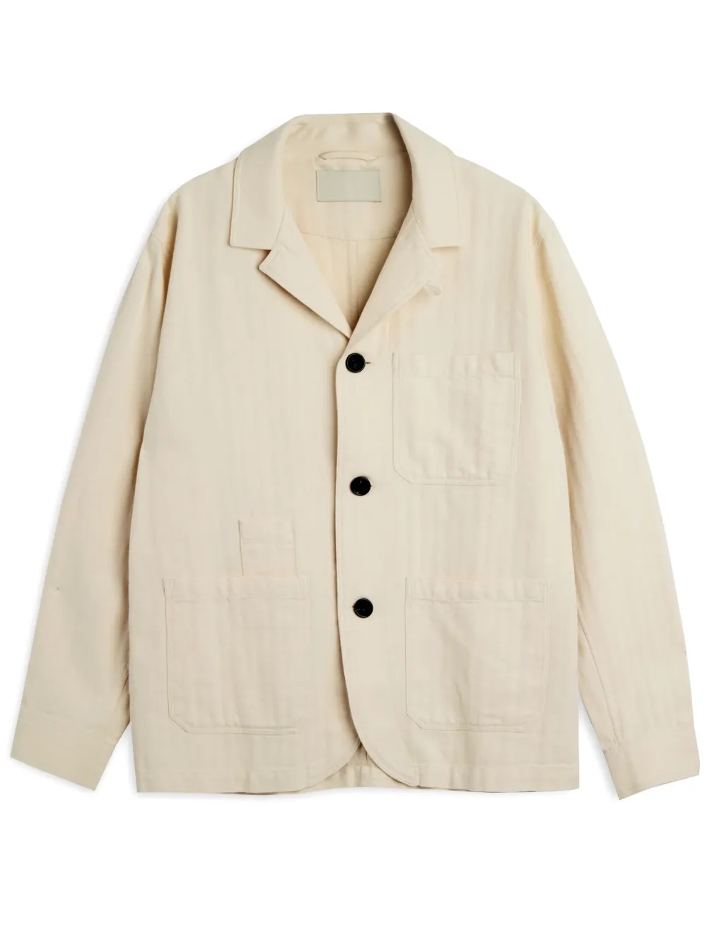 Ecru Casual Style Cotton Shirt Blazer