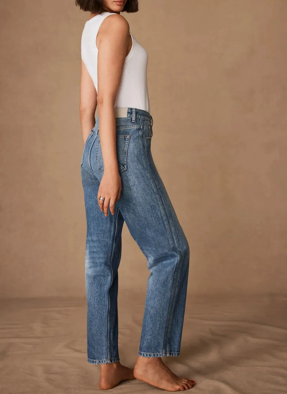 Casual Style Barrel Leg Jeans