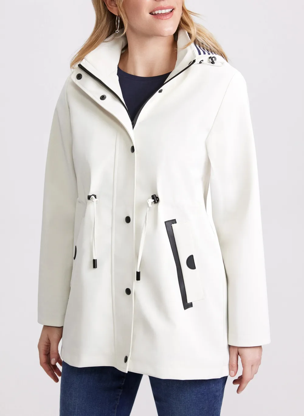 Water-Resistant Hooded Trench Coat