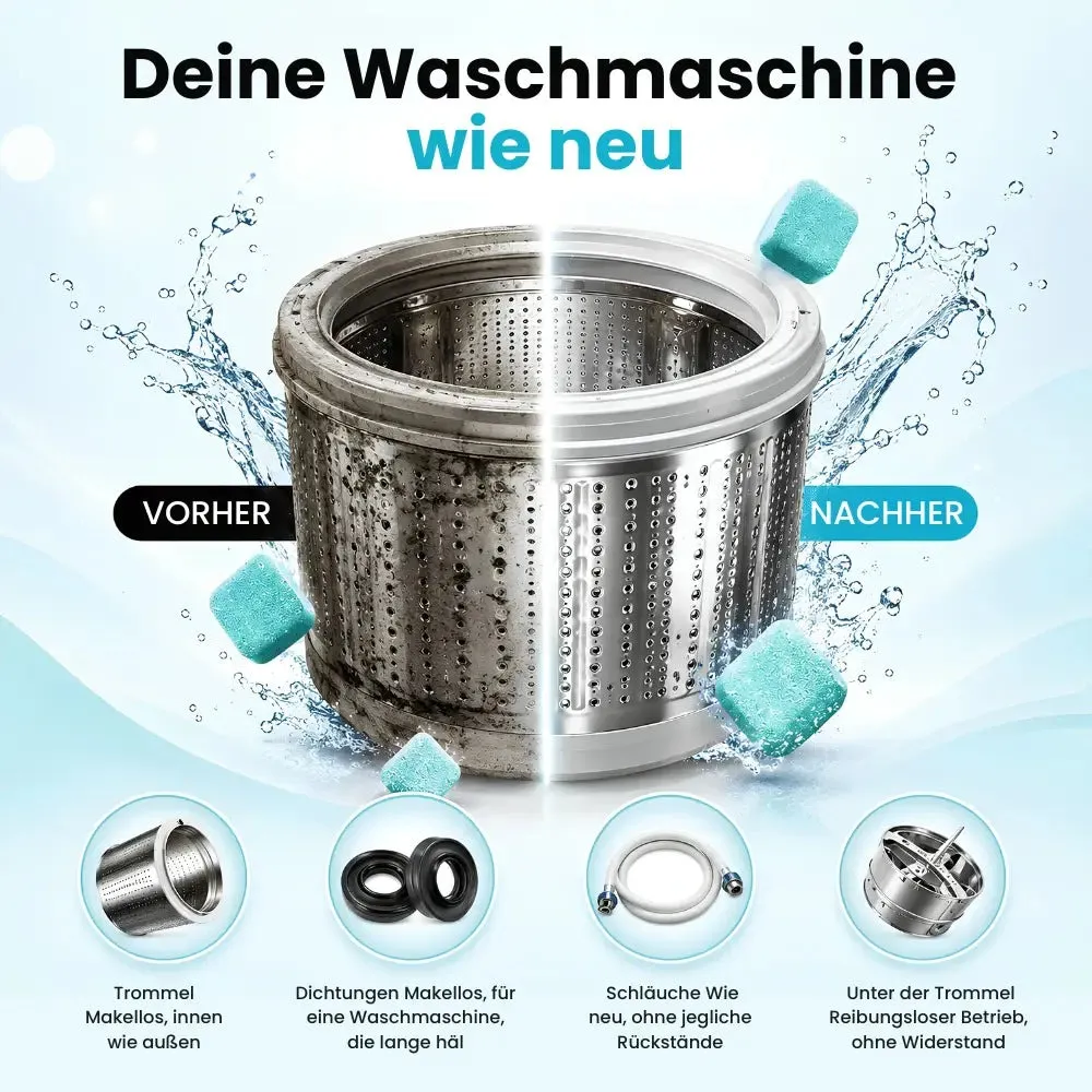 Washing Machine Cleaner Tablets for Pet Hair & Odor Removal, Deep Clean for Front-Load & Top-Load Washers
