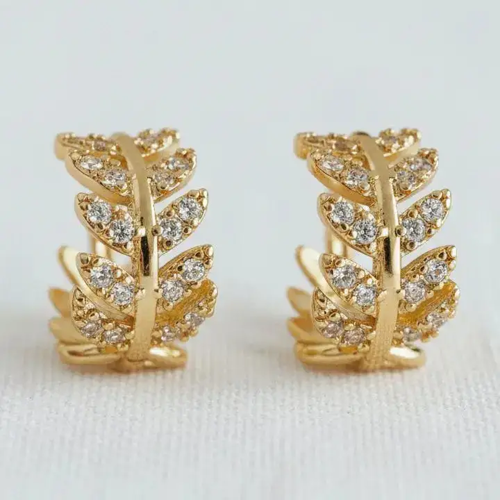 Leaf Crystal Stud Earrings