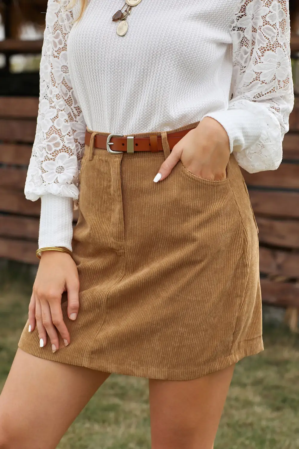 Mini High Waist Corduroy Skirt
