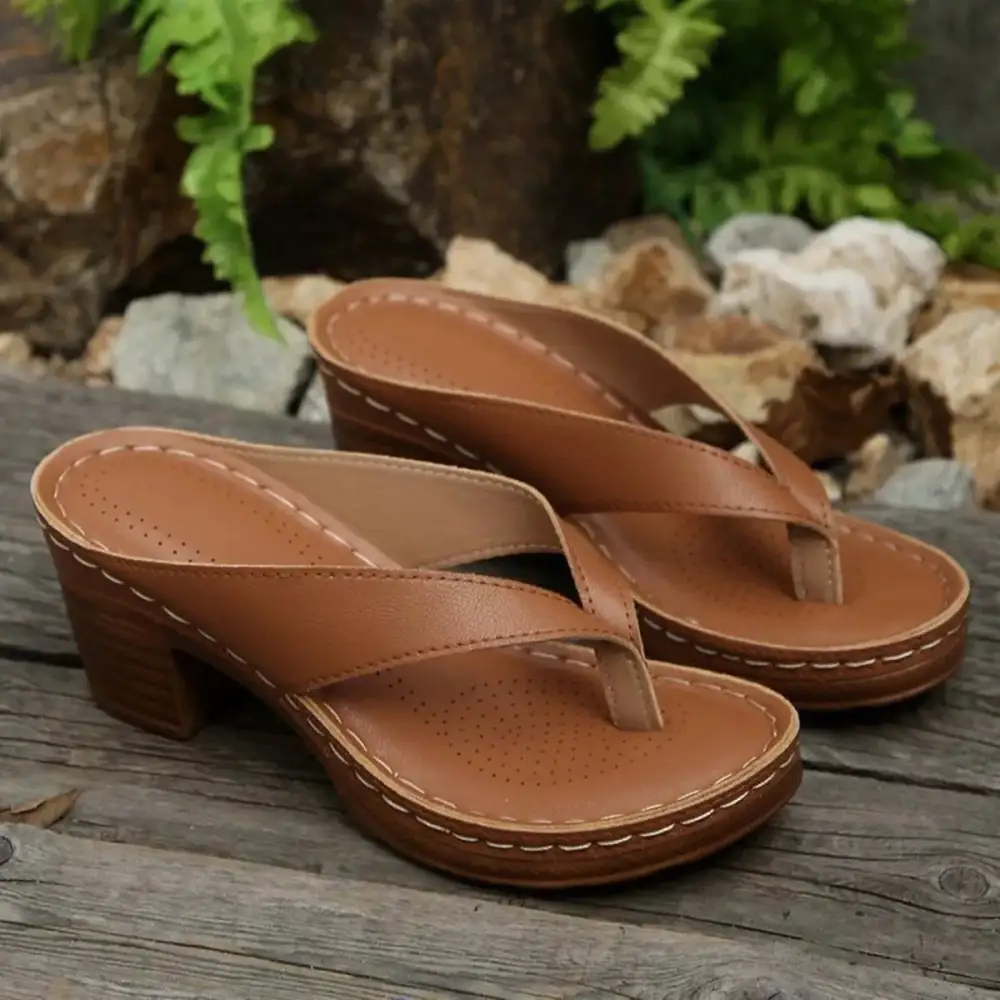 Classic Toe-Post Block-Heel Sandals