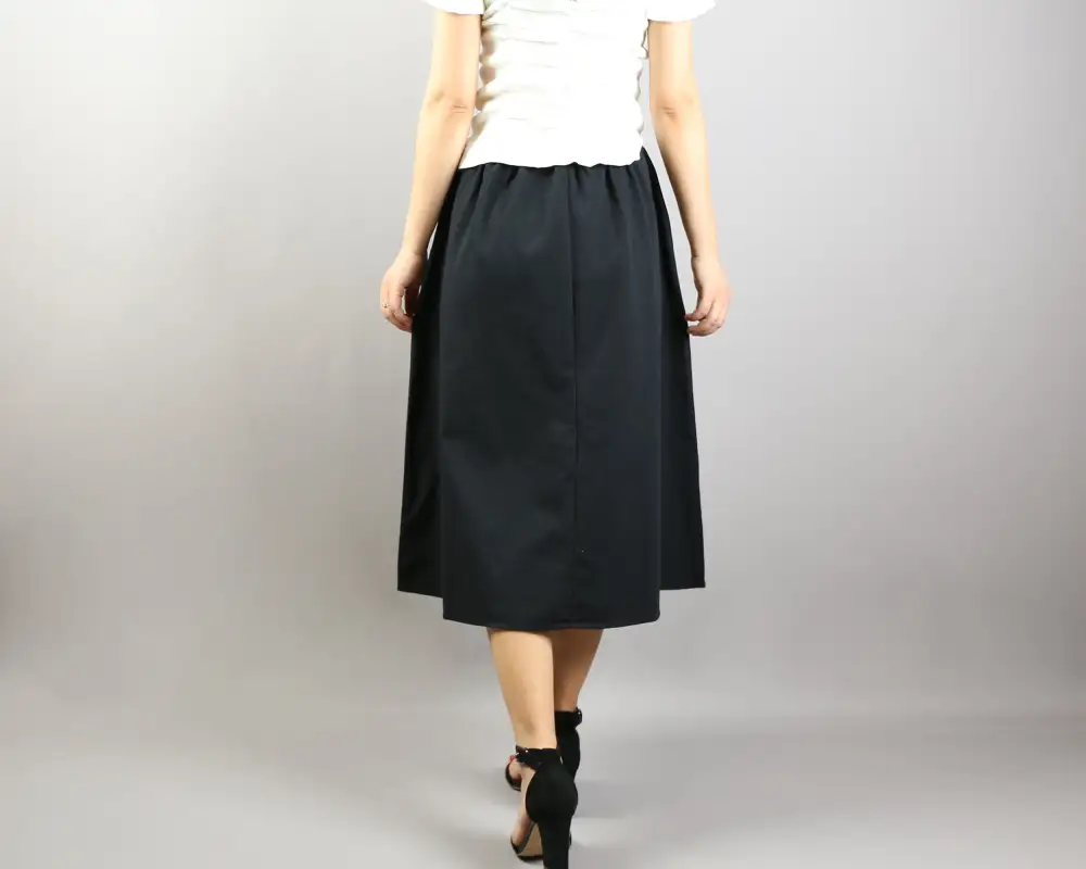 Pocketed Linen A Line Midi Skirt