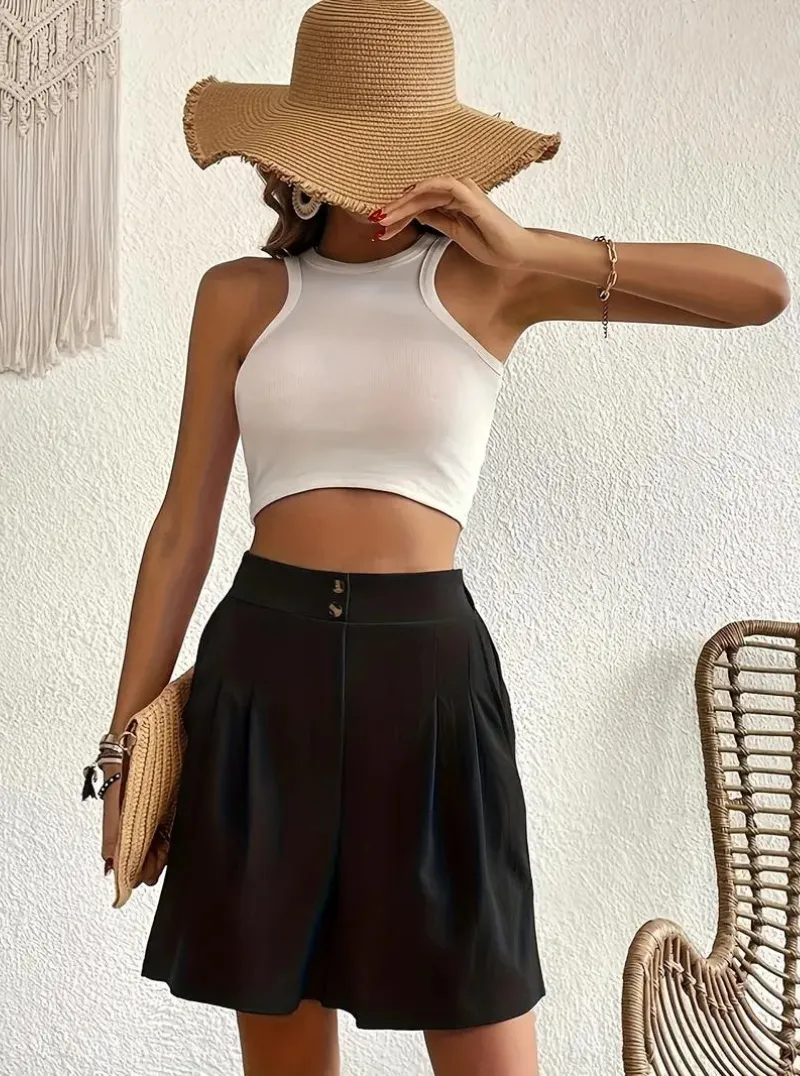High Waisted Pleated Shorts