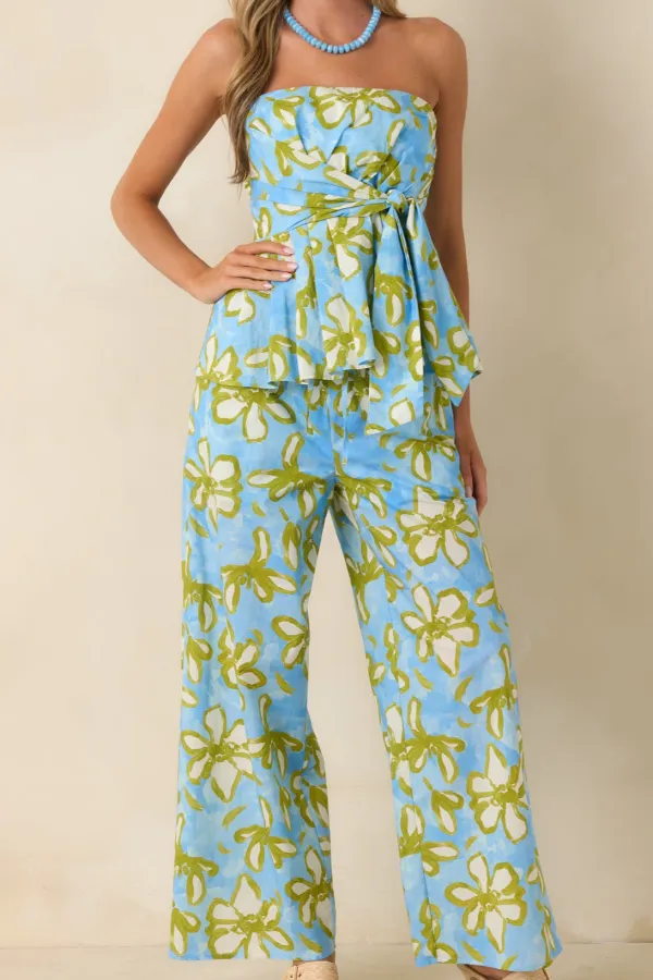 Floral Cotton Relaxed Wide Leg Pants
