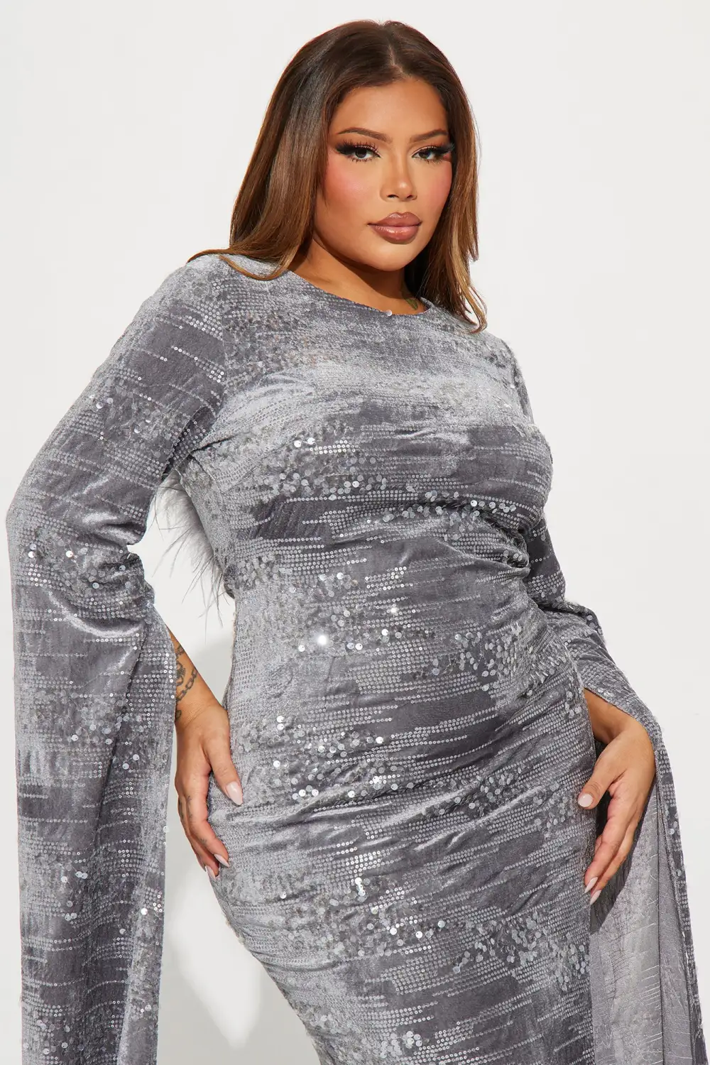 Viviane Velvet Gown - Grey