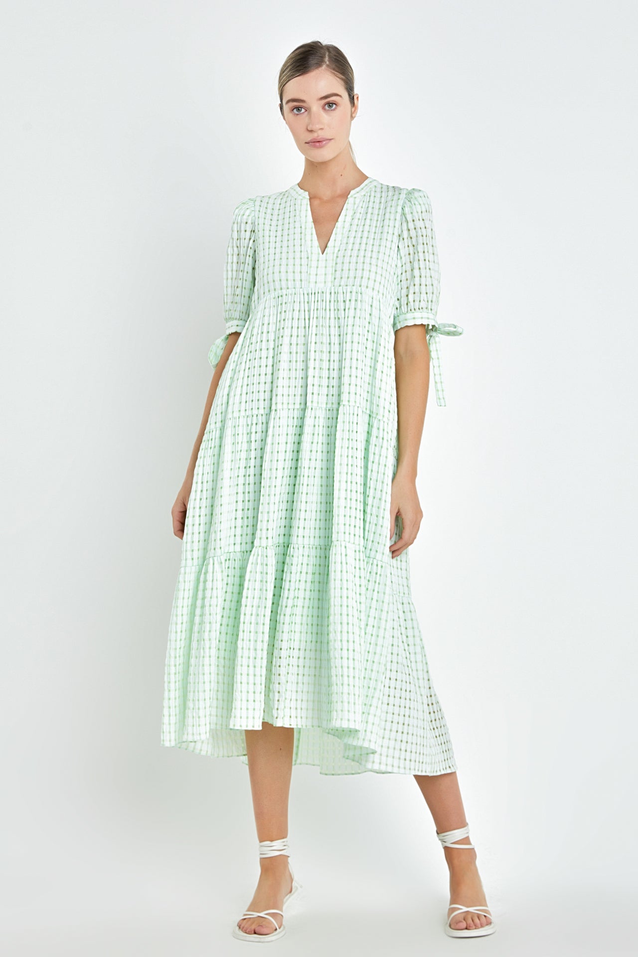 Gingham Tiered Midi Dress