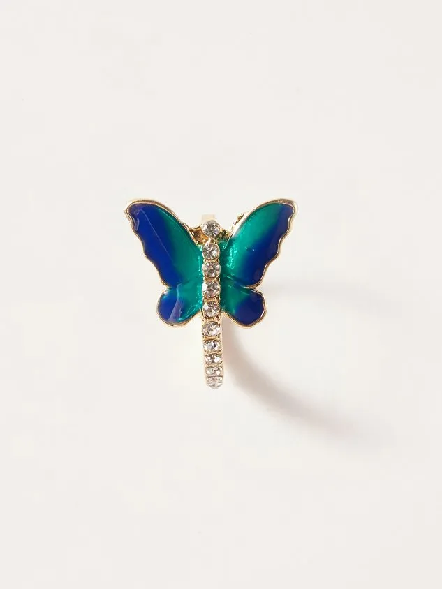 Rhinestone Butterfly Ring