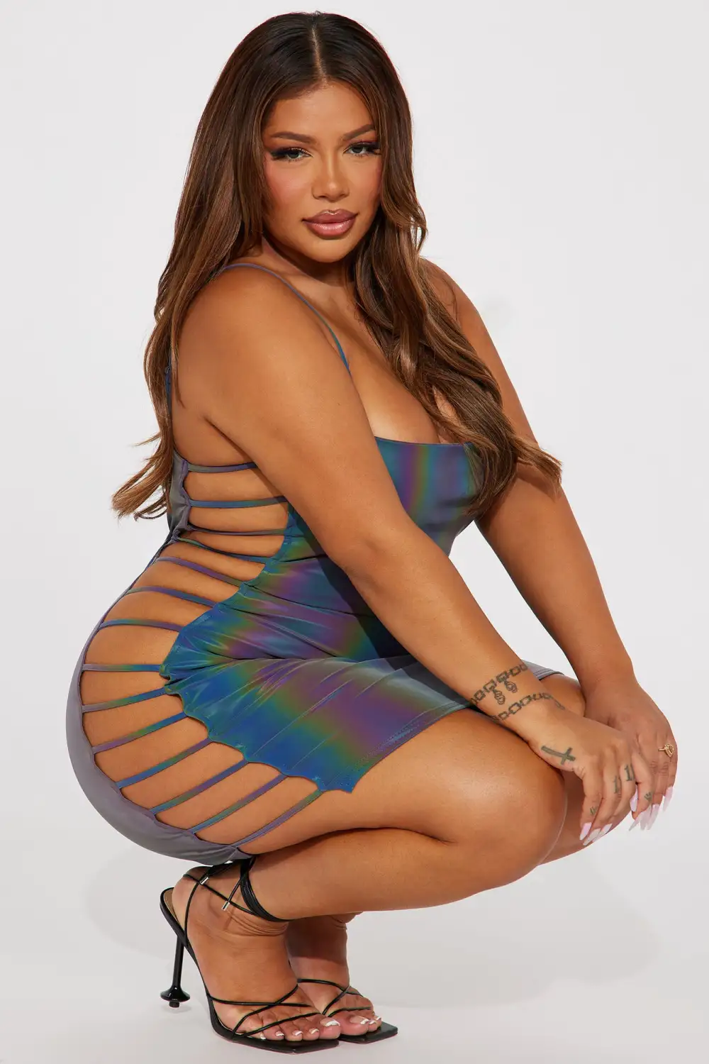 Cut It Out Reflective Mini Dress - Multi Color