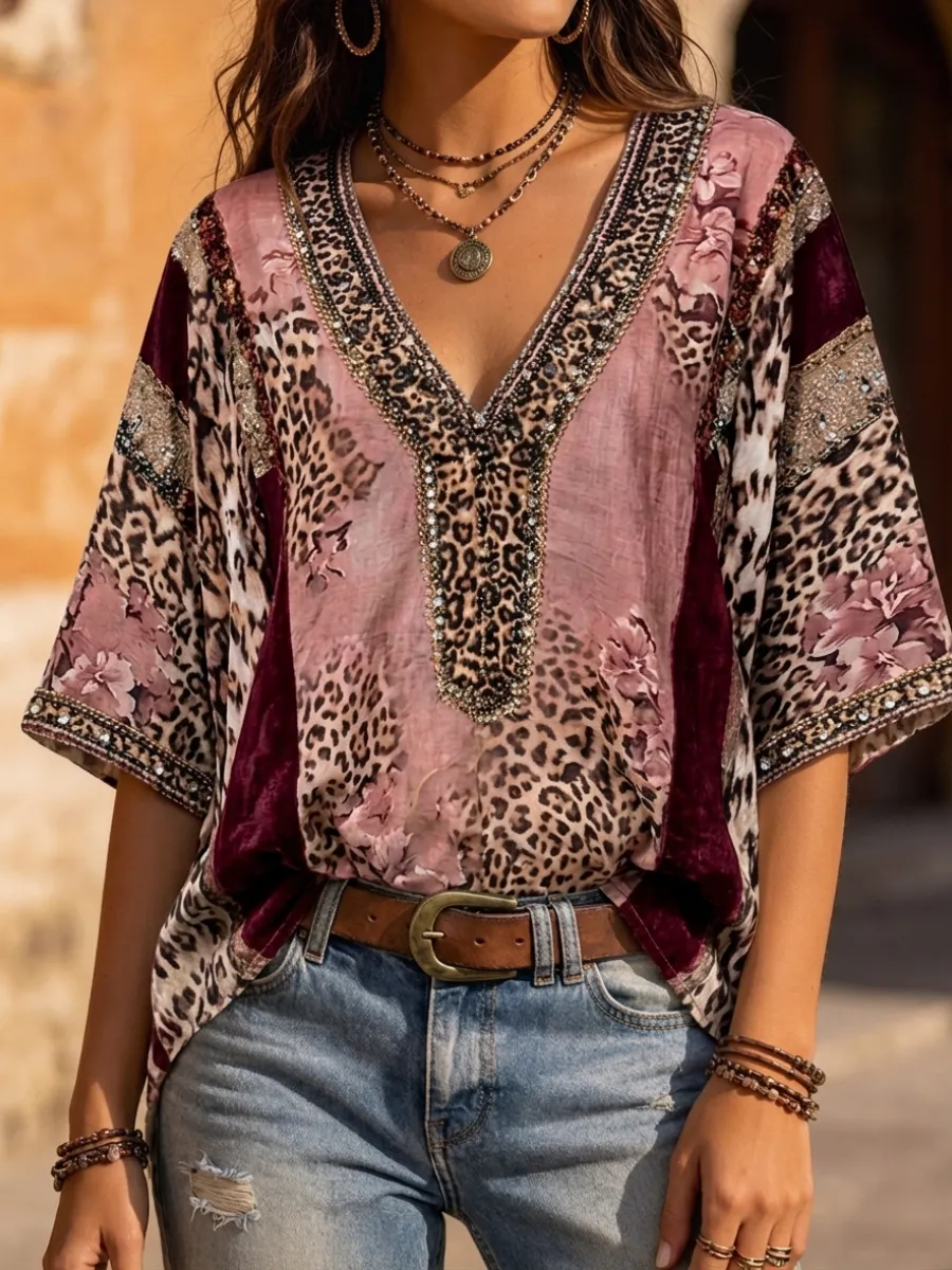 Women's Retro Western Art Printed Casual Top