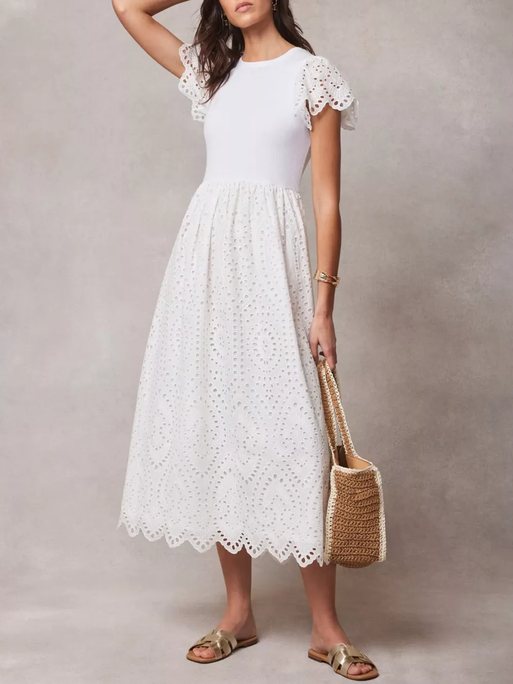 Broderie Anglaise Midi Dress