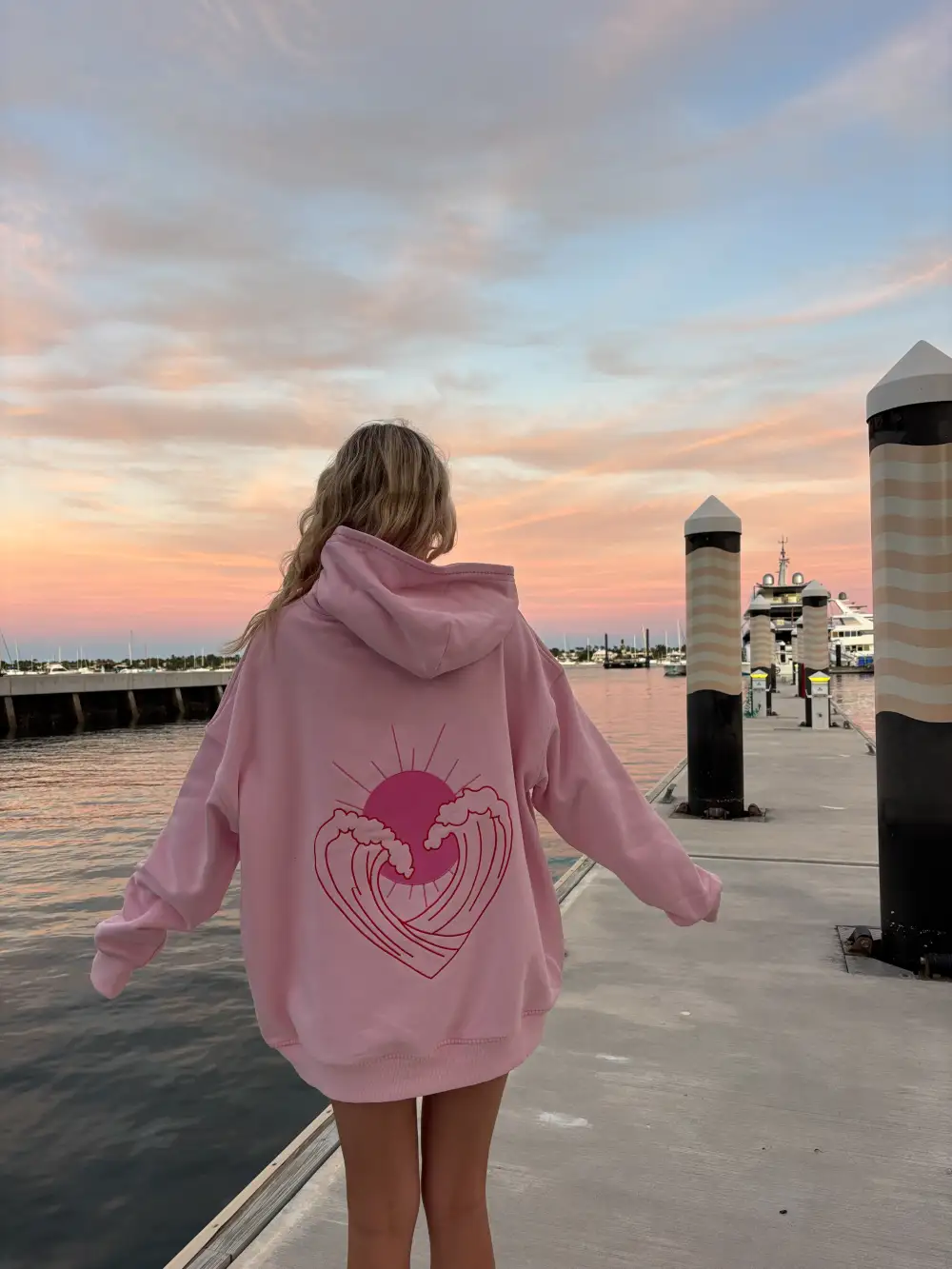Bubblegum Ocean Heart Stitched Hoodie