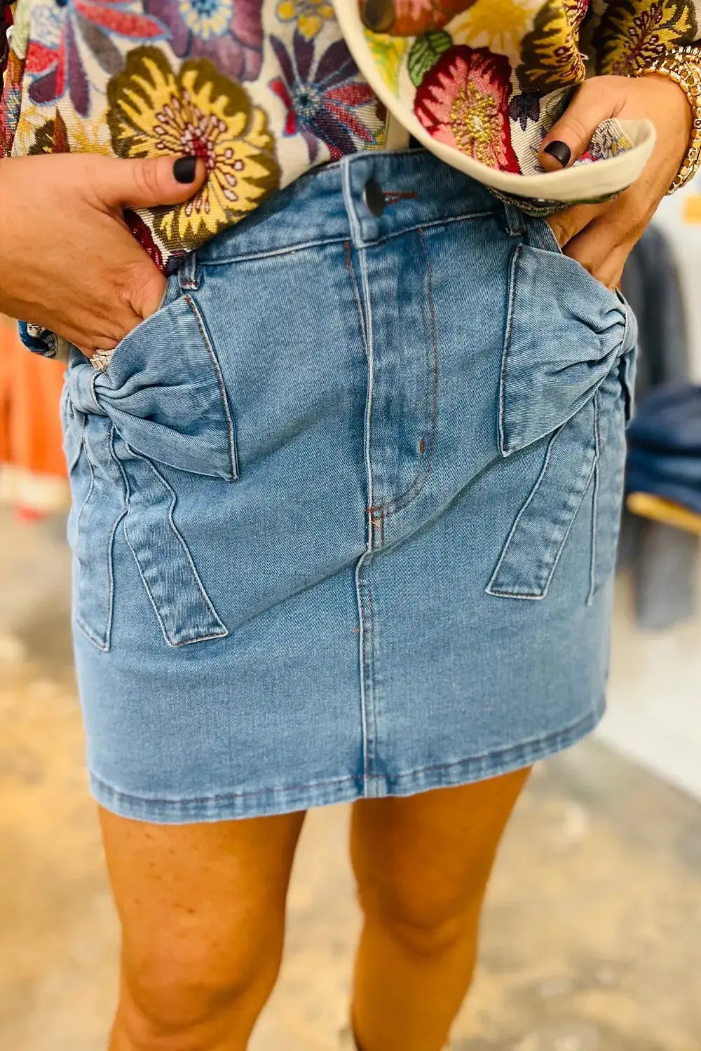 Modern Denim High Waist Skirt