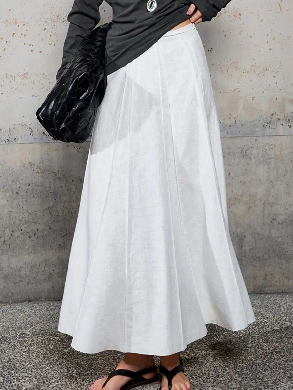 Cotton Linen Mermaid Midi Skirt