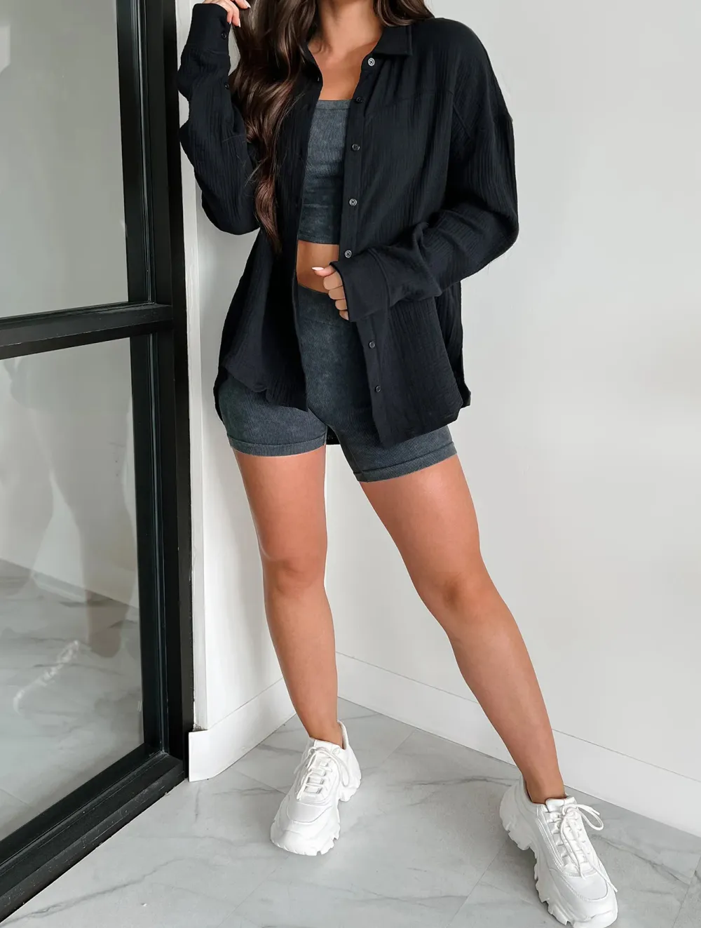 Cotton Gauze Button-Down Shirt