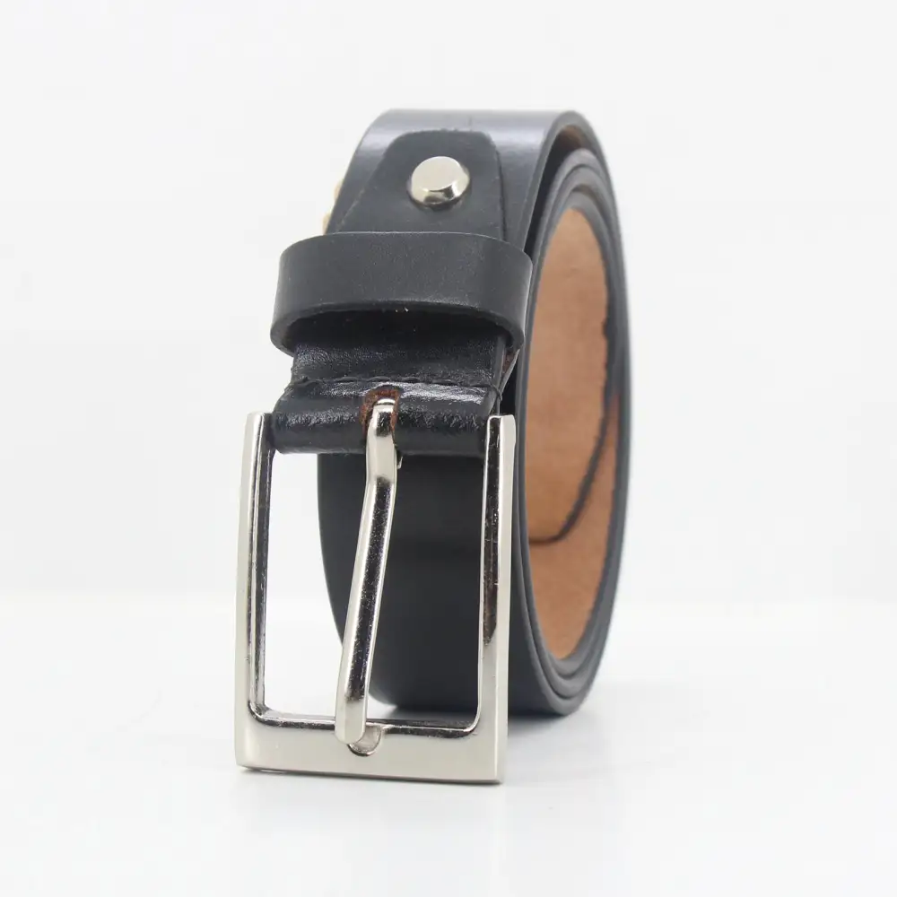 Plain Metal Buckle Leather Belt