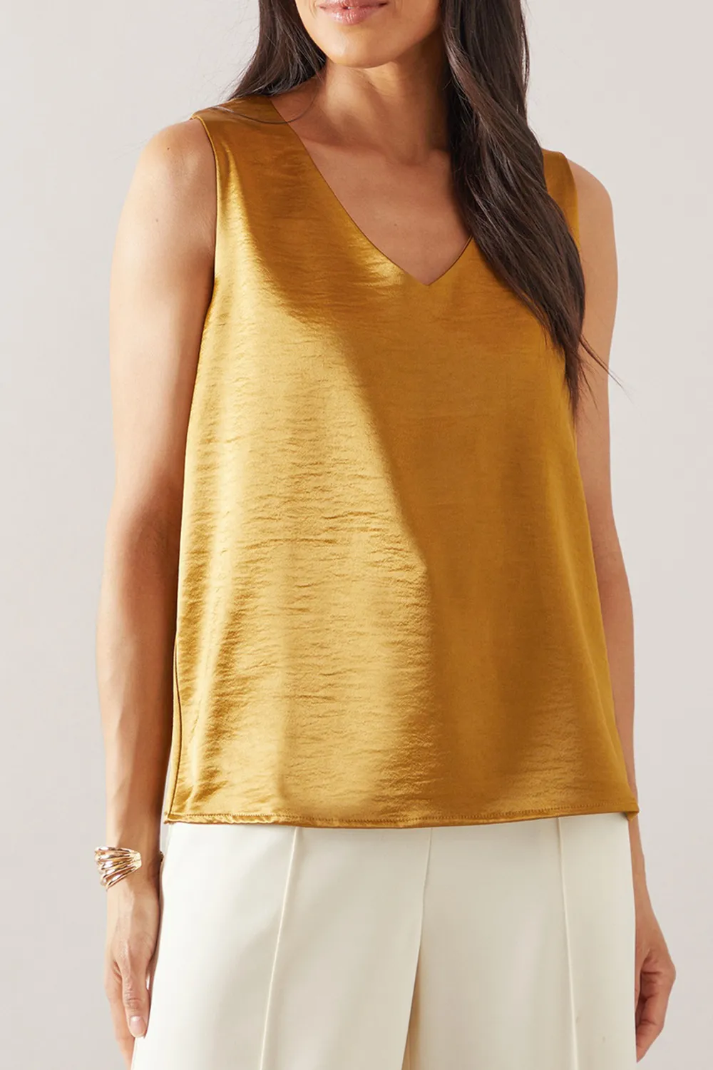 Luxurious Shiny Satin V-Neck Women's Vest