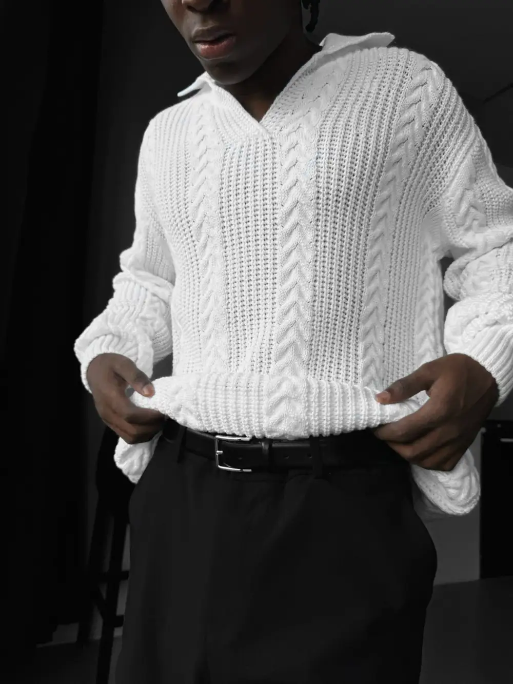Streetwear Relaxed Polo Collar Sweater
