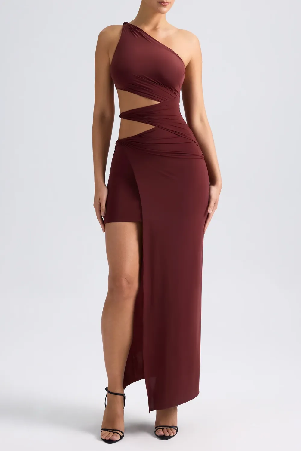Lightweight One-Shoulder Twist Cutout Dress