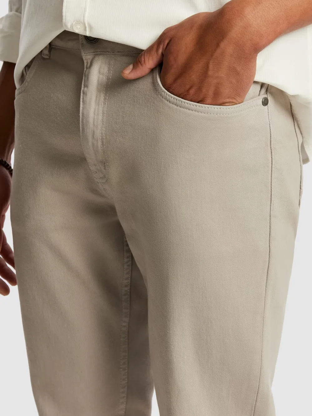 Khaki Slim Fit Cotton Trousers