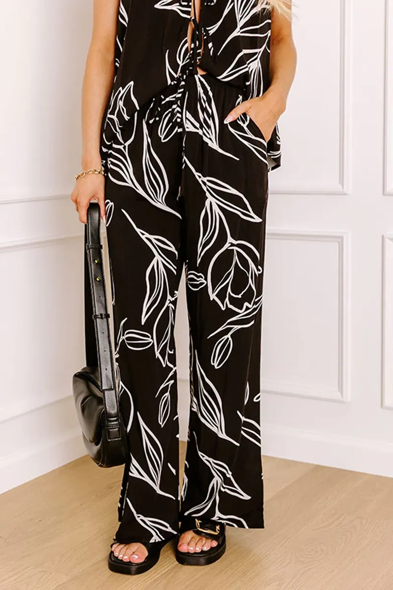 Exquisite Fashion Art Floral Women's Wide Leg Pants