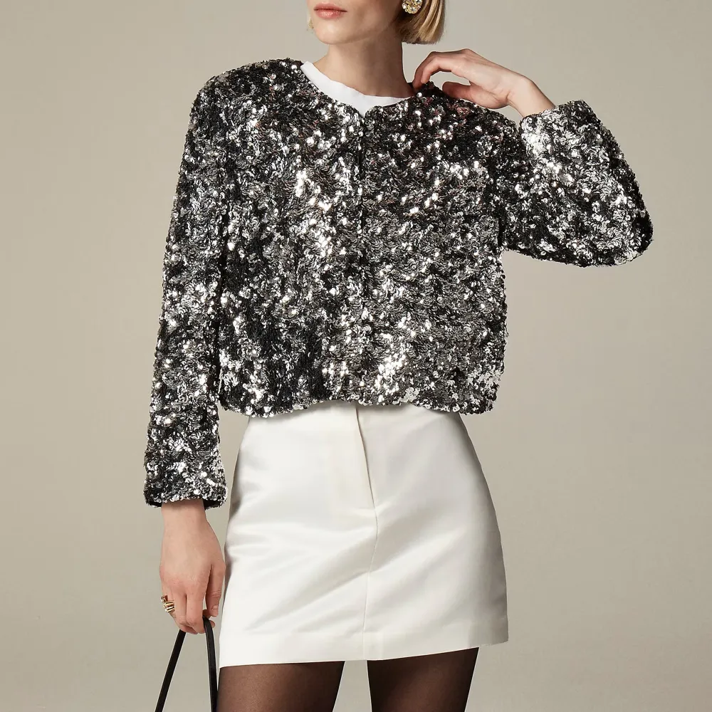 Sequins Bow Chic Cropped Jackets