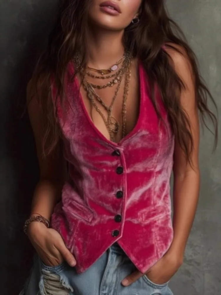 Tank Top Sexy Button-Up Tank Top