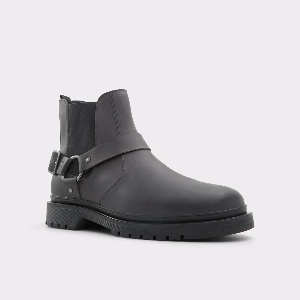 Black Low-Top Men's Motorcycle Ankle Boot