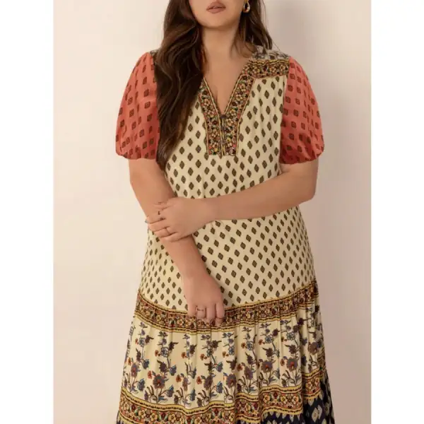 Plus Size Ruched Short Sleeve Midi Dress