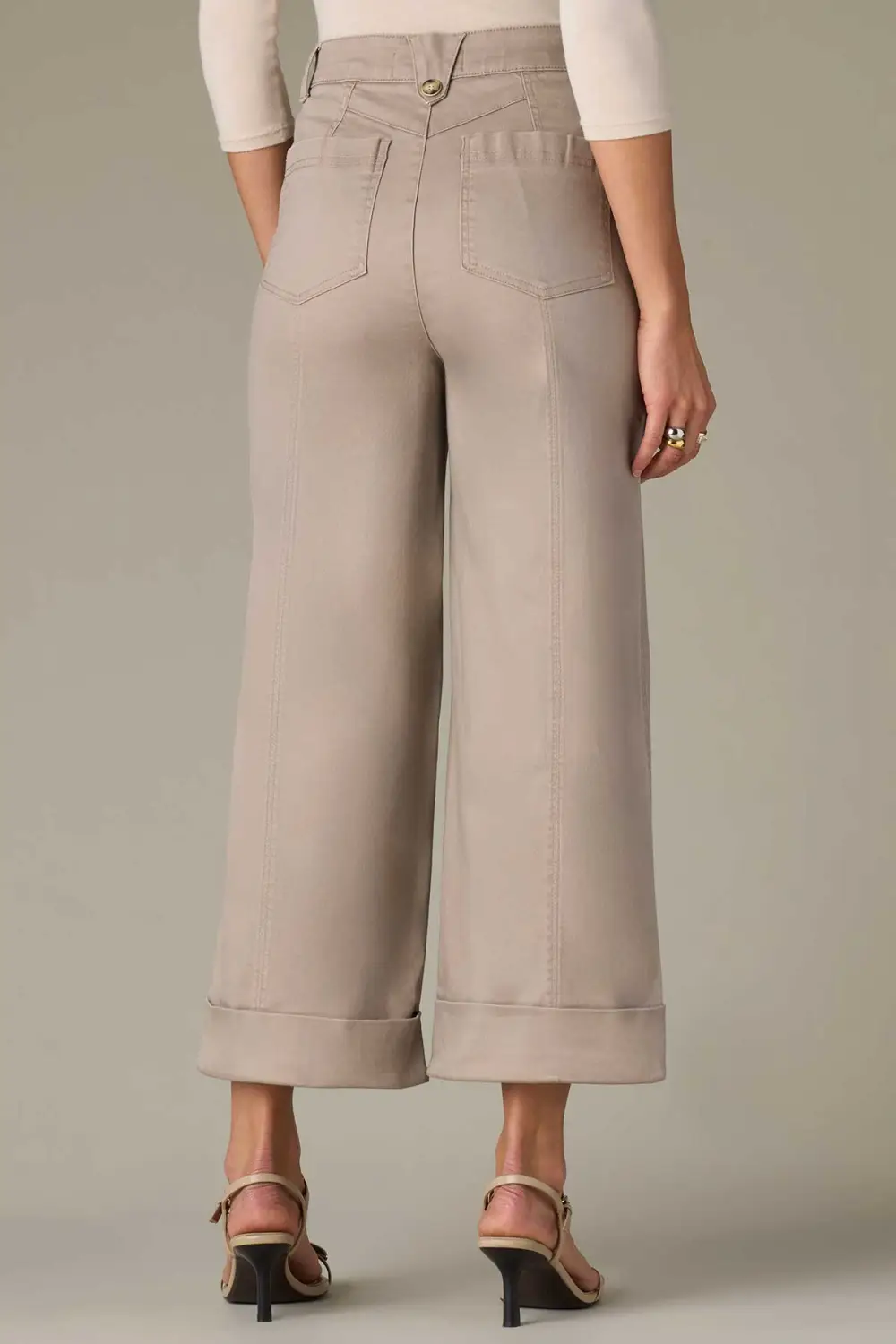 Plus Size Button Fly Wide Leg Pants