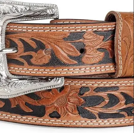 Embossed Western Leather Belt