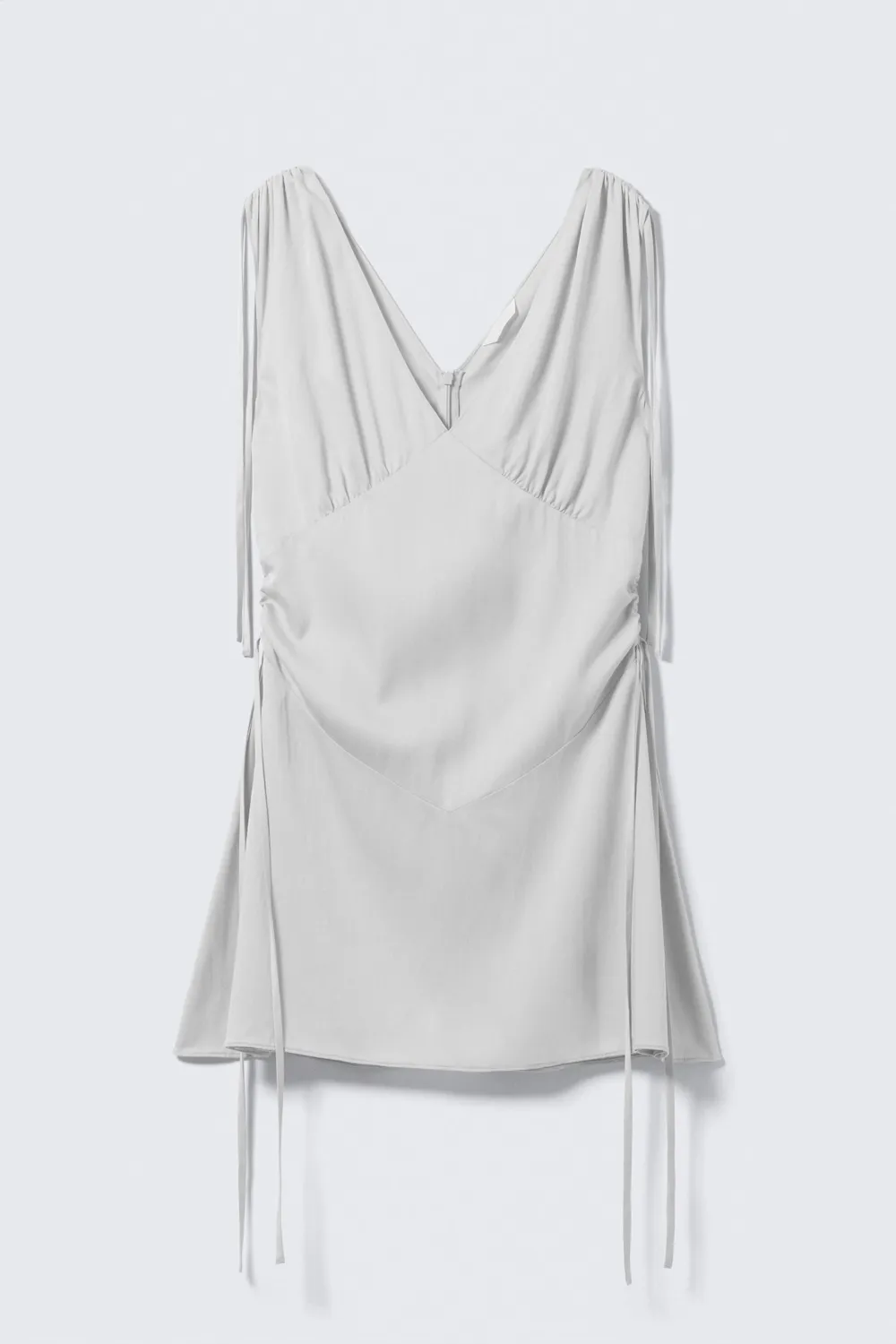Drawstring V-Neck Mini Dress