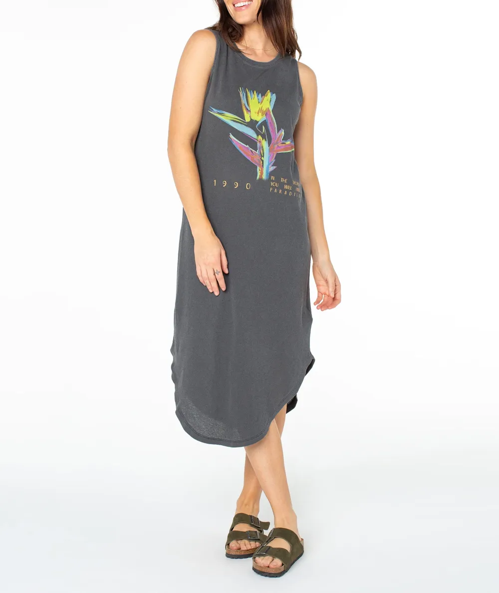 Printed Sleeveless Round-Neck Long Dress