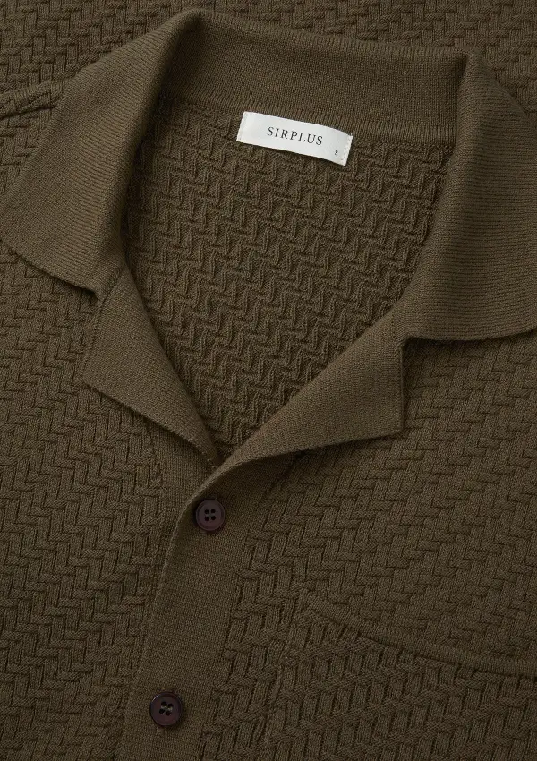 Olive Green Herringbone Knit Polo