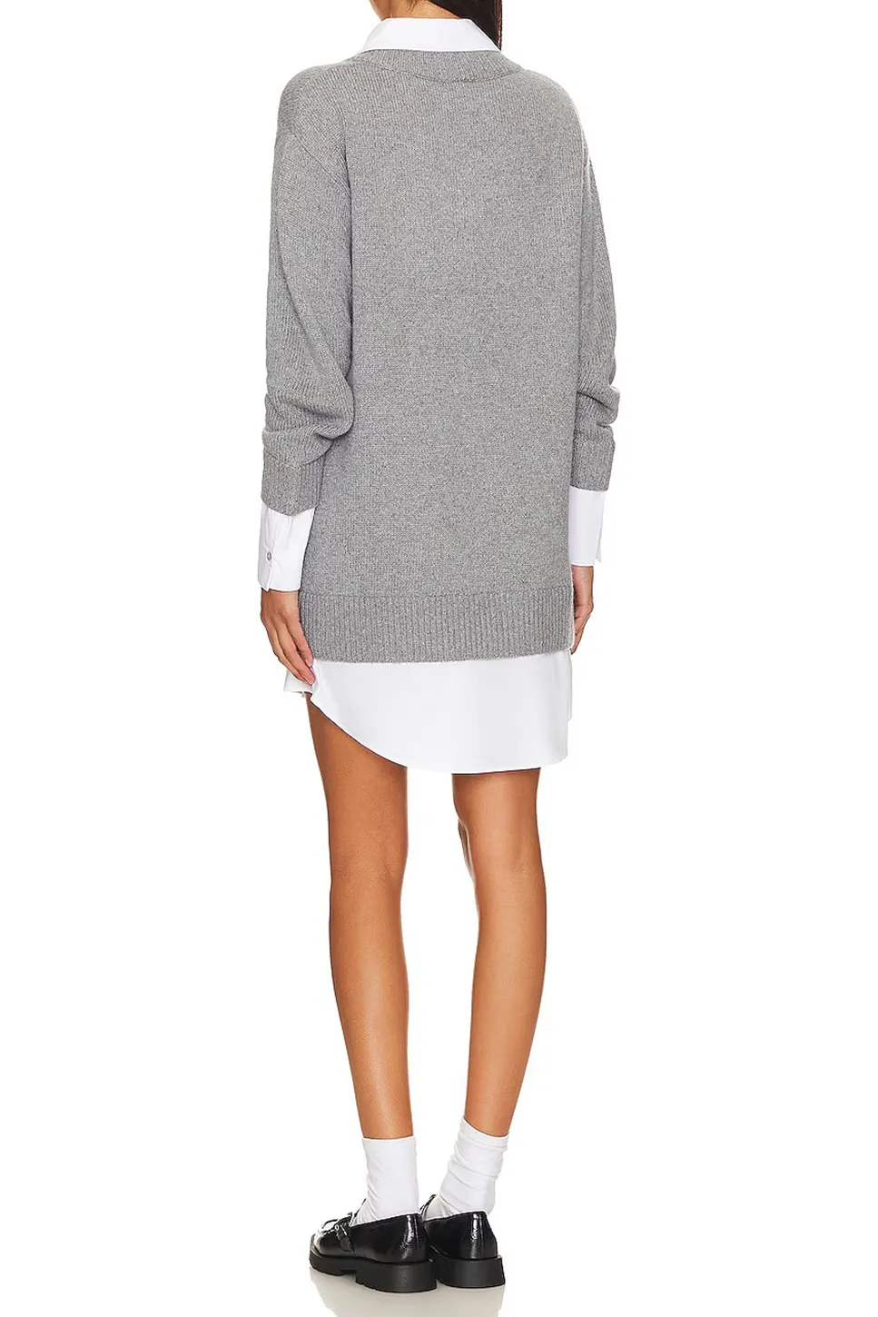 Collar Dress Heather Grey & White