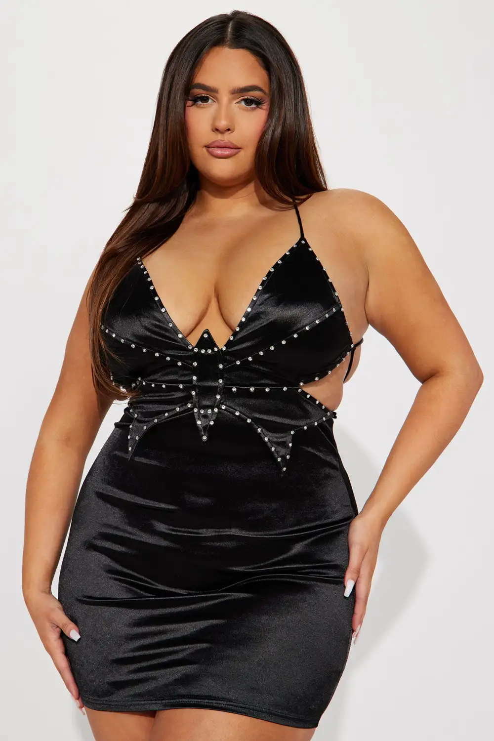 Zaria Satin Mini Dress - Black