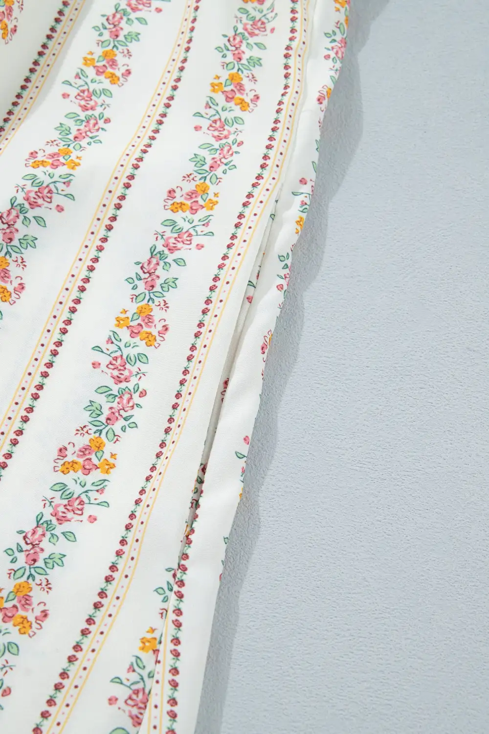 Gathered Detail Floral Printed Ribbed Mini Dress
