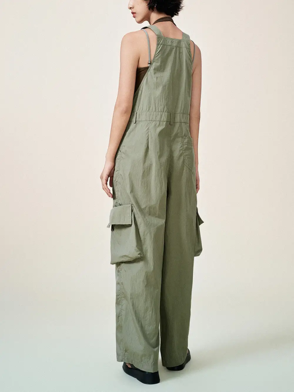 Utility Style Wide-Leg Cargo Overalls