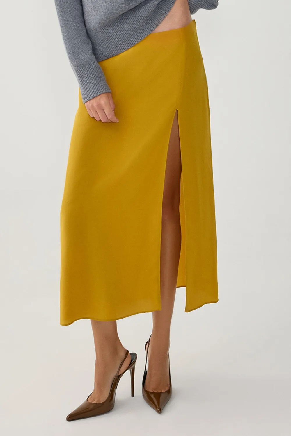 Split Skirt-Mustard