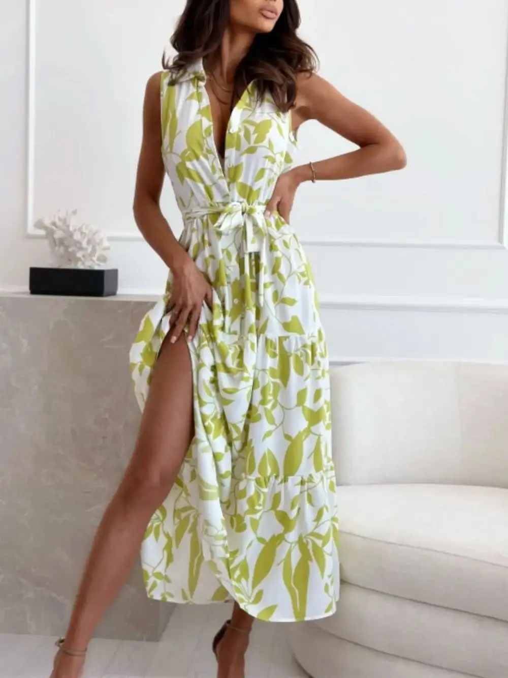 Easy Tie Detail High Waist Dress