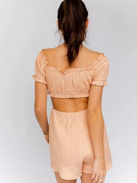 Turning Heads Off-Shoulder Cutout Romper