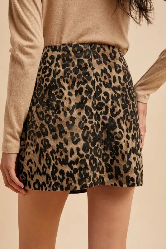 Corduroy Leopard Mini Skort Skirt