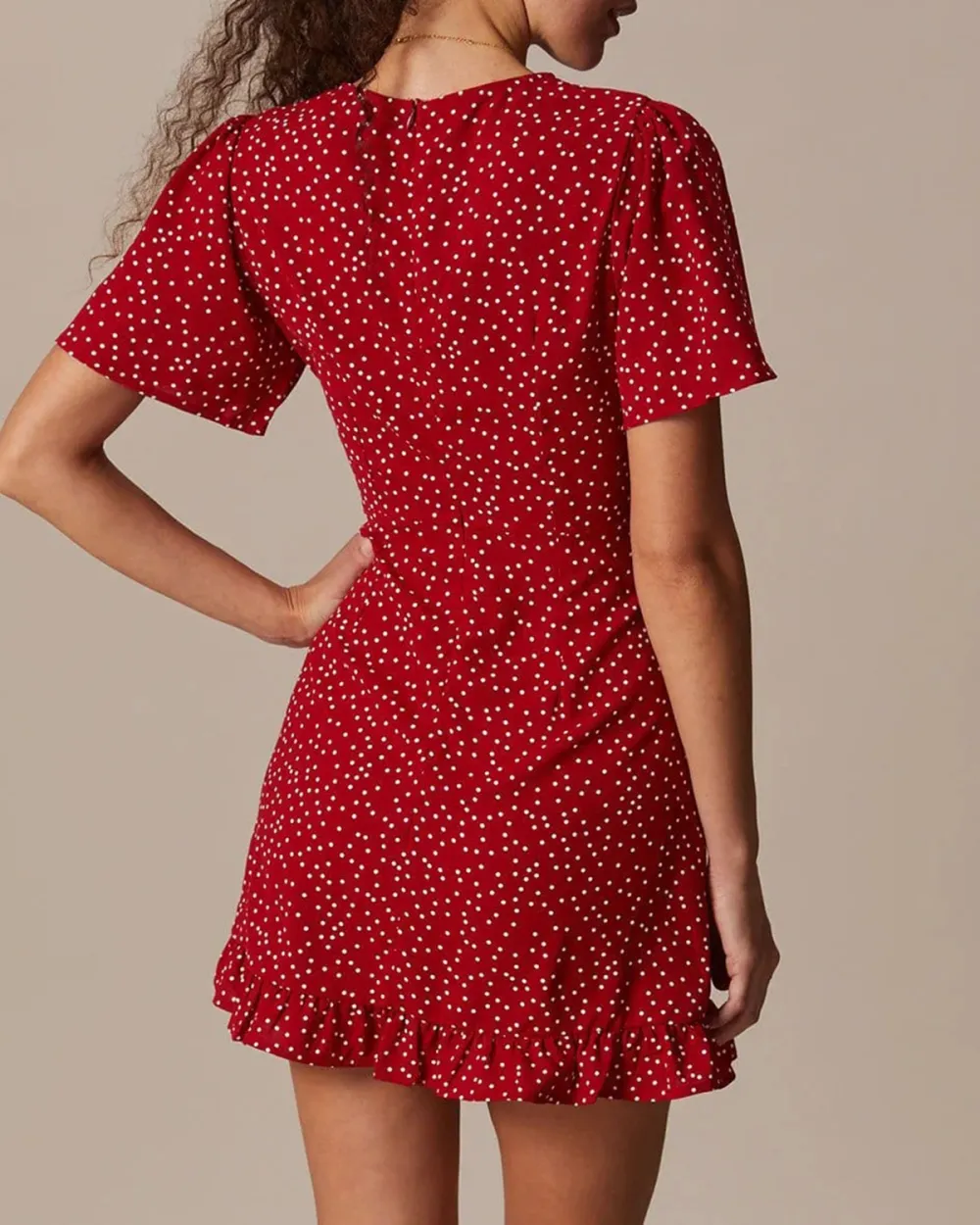 Deep V Neck Red Dress
