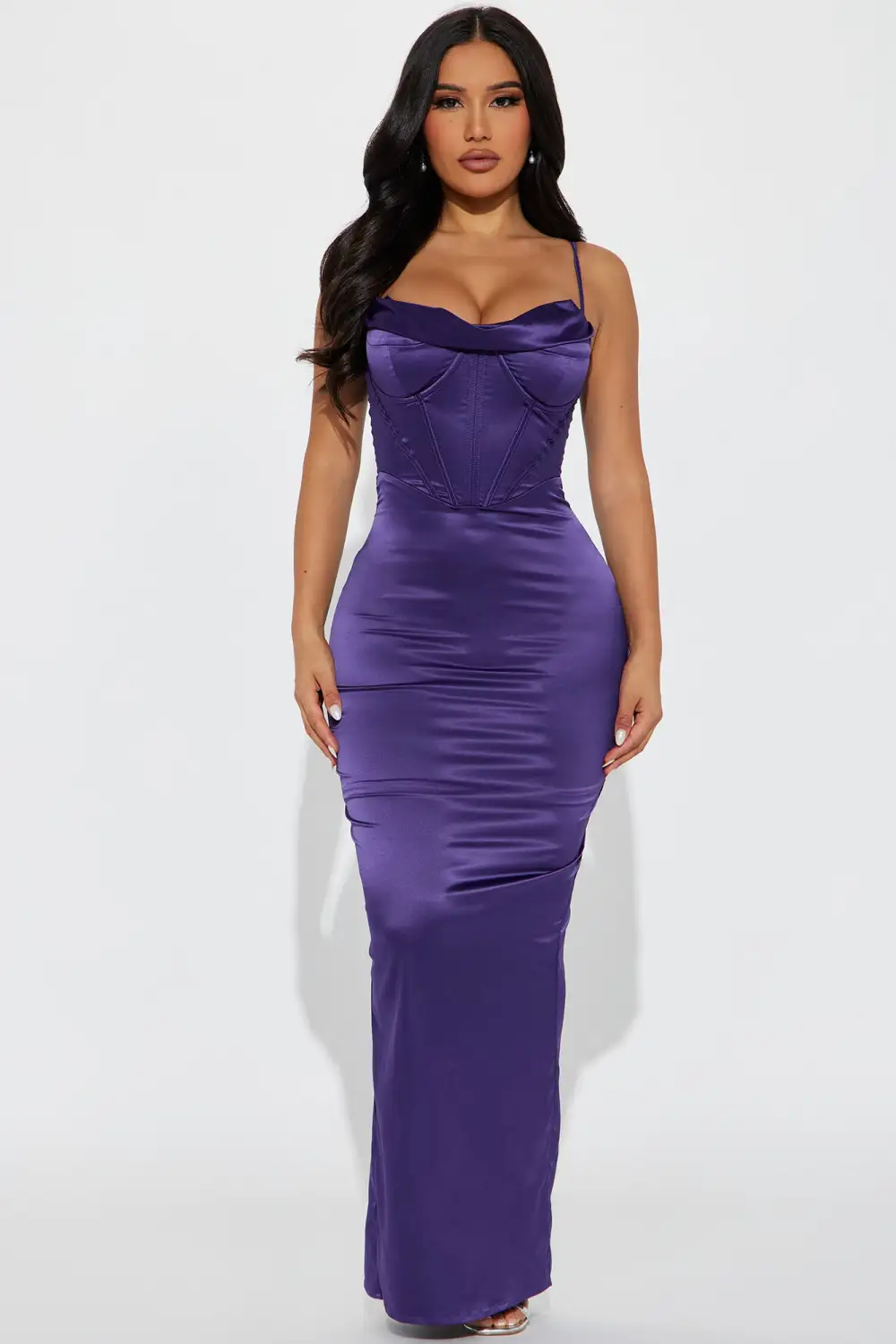 Violet Satin Gown - Purple