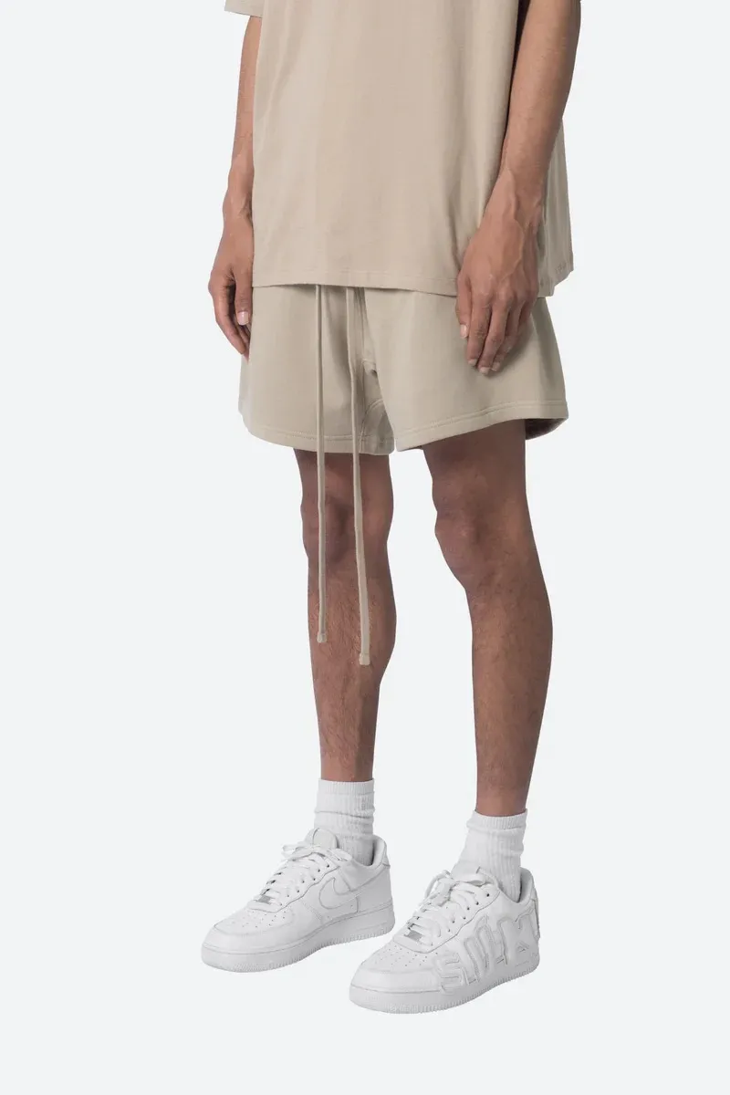 KHAKI ELASTIC WAIST CASUAL SHORTS