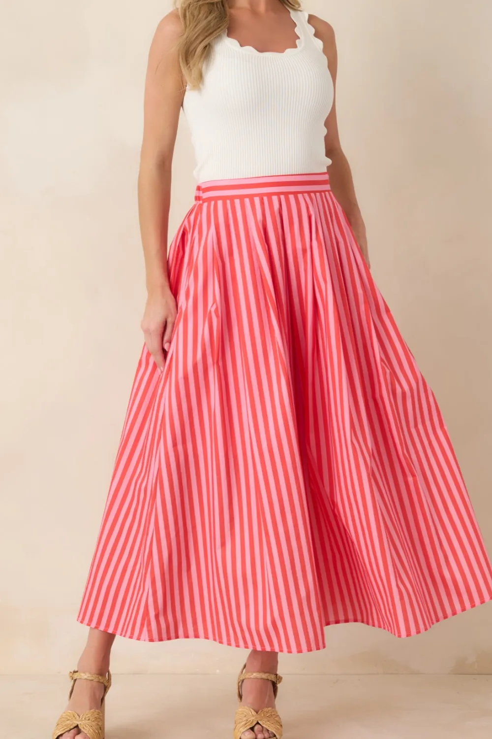 Striped Cotton Maxi Skirt