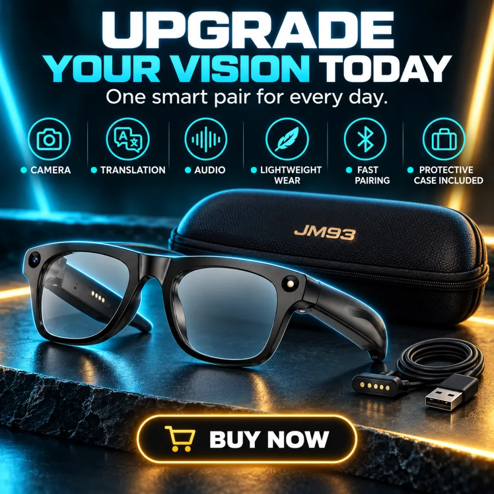 AI Smart Glasses: Flagship AI Chip Translation, HD Camera, Auto Focus